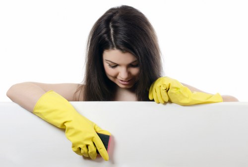 Trained cleaning staff using professional carpet care methods